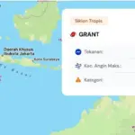 Siklon Tropis Grant Berkembang dari Bibit 93S, Berada di Selatan Lampung dan Menjauhi Indonesia