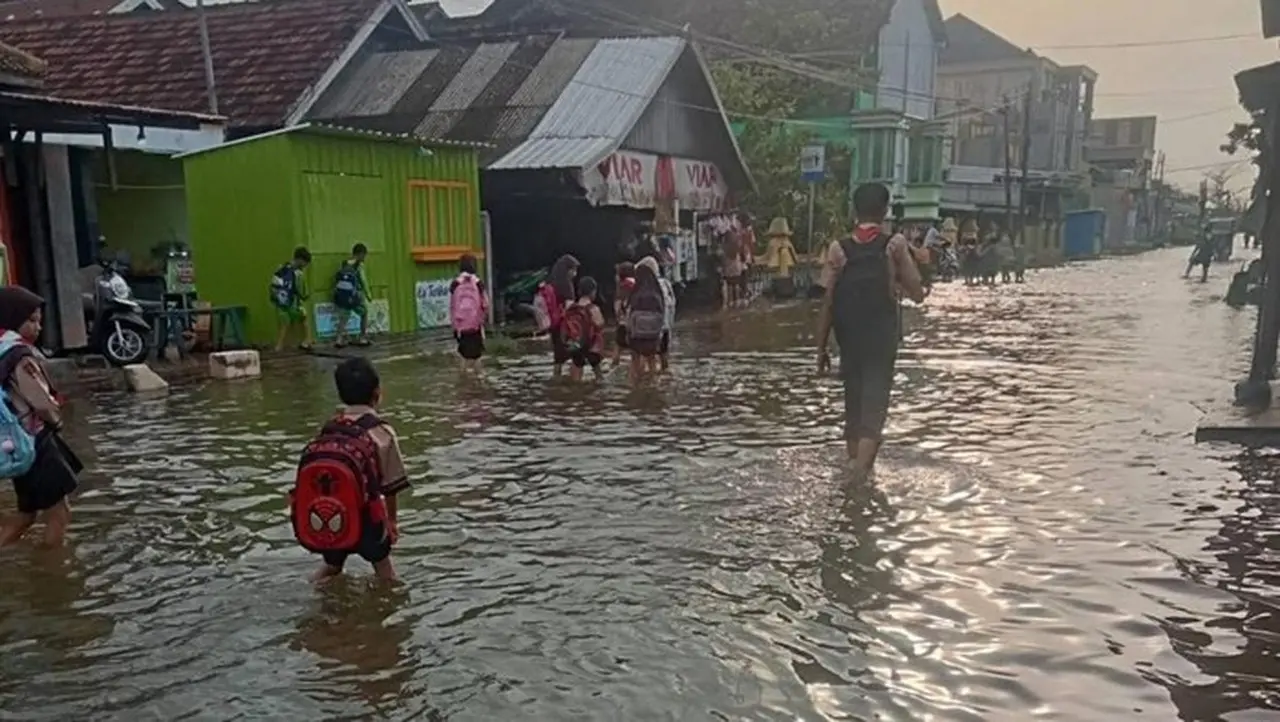 Pintu Kanal Jebol Akibat Banjir Rob, Desa Tridonorejo Demak Terendam