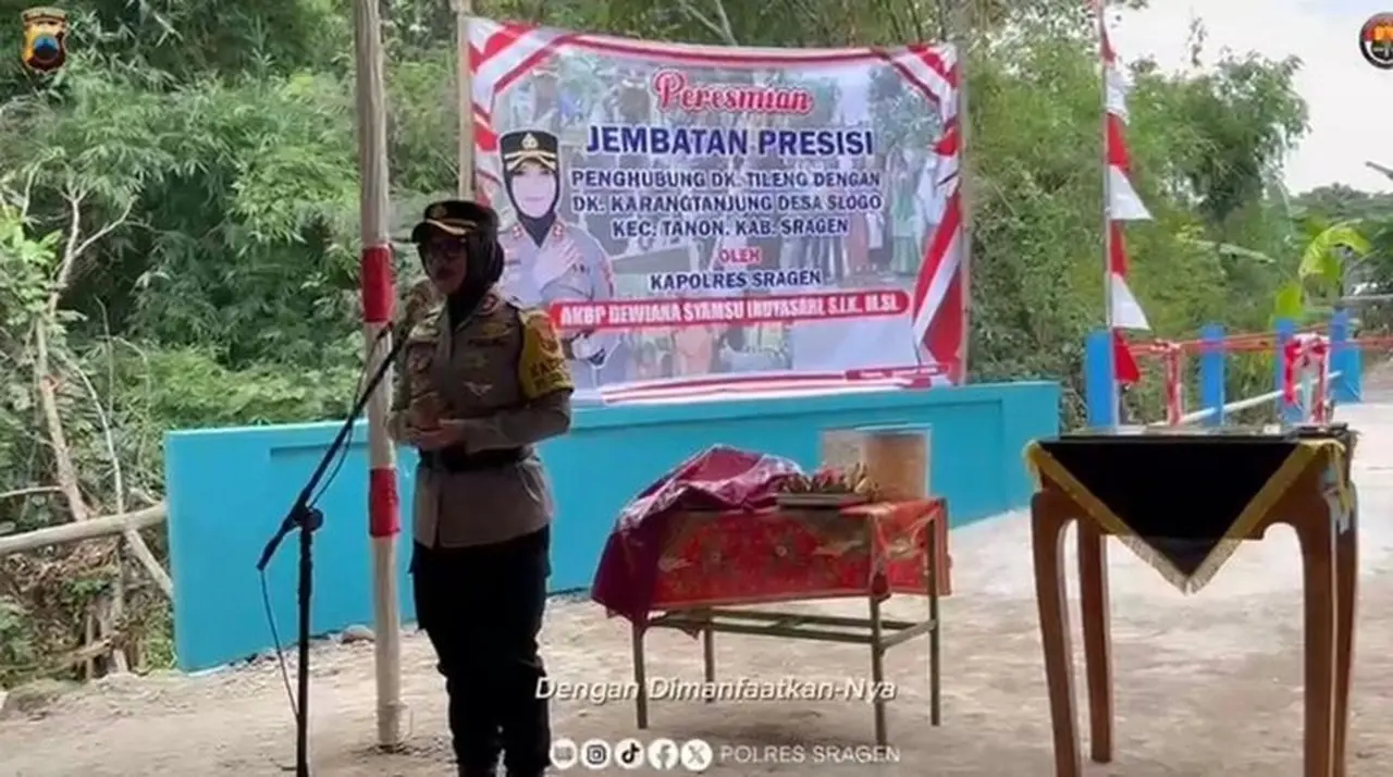 Kapolres Sragen Resmikan Jembatan Merah Putih Presisi, Hubungkan Dua Desa di Tanon